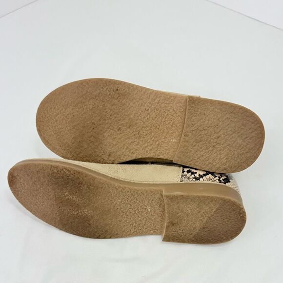 Seven Dials MARISAH Tan Faux Suede Snake Print Back Elastic Pull On Ankle Boots - Picture 12 of 14